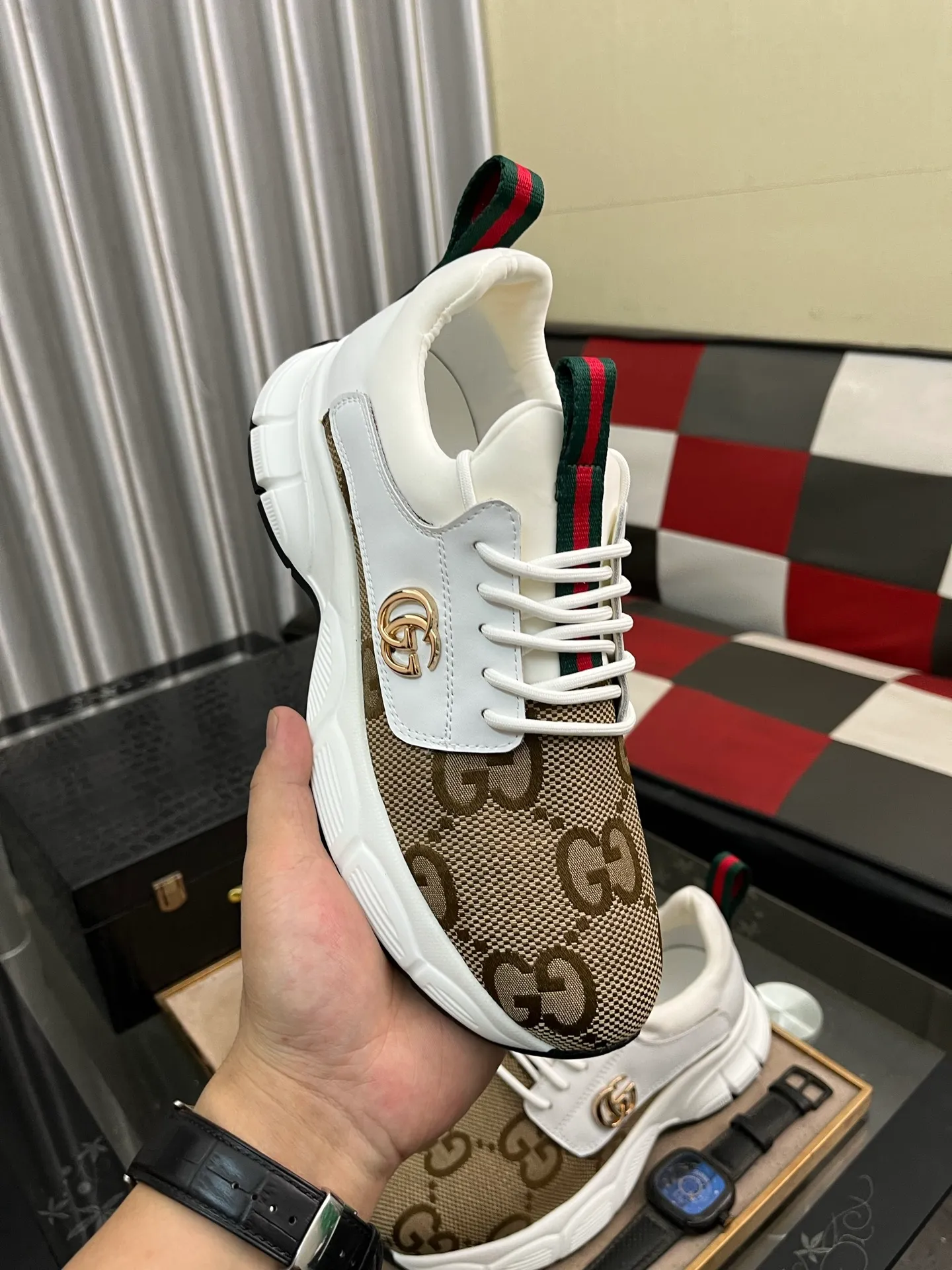 Men's shoes 💰440⌚️⌚️ (GUCCI-Gucci) luxury brand sports and casual shoes, imported original material, sheepskin lining, high-end and comfortable, original outsole is light and wear-resistant! Purely handmade, details determine quality! 38-443️⃣colors available